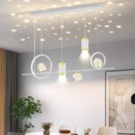 D0084 Dutti LED Lámpara de Araña moderna con cielo estrellado, lujo, tres tonos, regulable, para comedor, recepción, bar