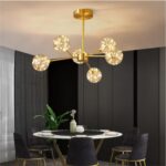 DB004 DUTTI Lámpara Colgante LED de bronce, cristal moderno, cambio de luz de tres colores, 8, 9, 12, 15, 18, cabezal de luz para sala de estar, dormitorio, restaurante