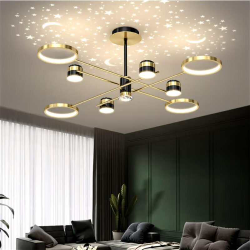 DB011 DUTTI Lámpara Colgante LED de latón, diseño moderno, estrella, control remoto, minimalista, 5/7 luces para sala de estar, dormitorio, club y tienda