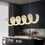DB013 DUTTI Lámpara de Araña LED de latón, diseño moderno de cristal, anillo ondulado para cena, club, tienda, villa
