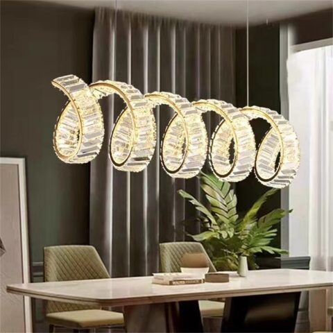 DB013 DUTTI Lámpara de Araña LED de latón, diseño moderno de cristal, anillo ondulado para cena, club, tienda, villa