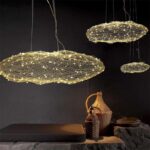 Dutti D0029 Lámpara de Araña LED contemporánea de hierro forjado, nube industrial retro para decoración suave del vestíbulo del club