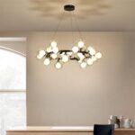 Dutti D0023 Lámpara de Araña LED contemporánea de lujo minimalista nórdico, diseño único, frijol mágico de vidrio, 15 diámetro de cabeza, 58 cm, para sala de estar, dormitorio, tienda de ropa, restaurante